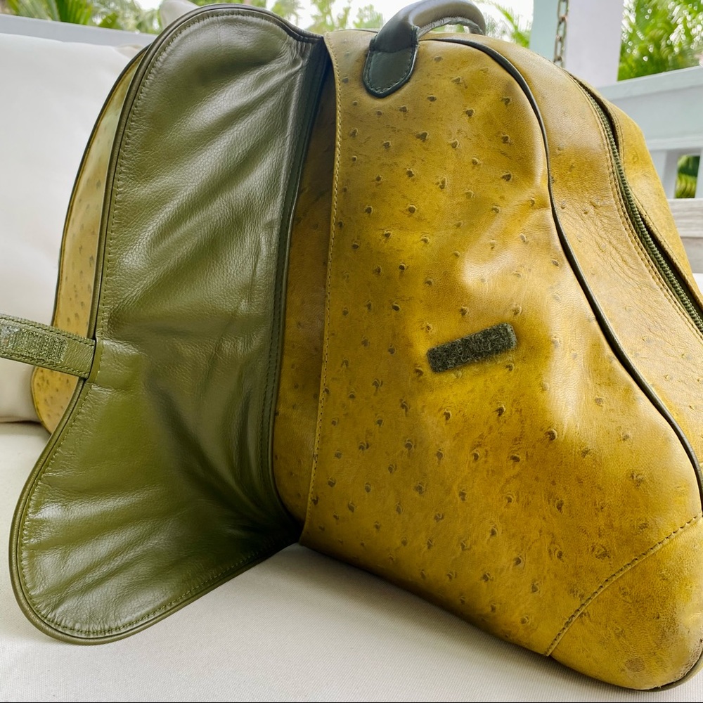 Christian Dior Ostrich Saddle Green Bowler Bag - Picture 10 of 16